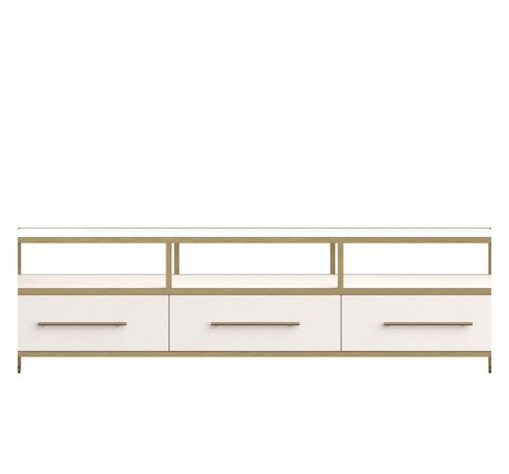Sunpan Venice Media Console and Cabinet - Oyster Shagreen - Front Angle