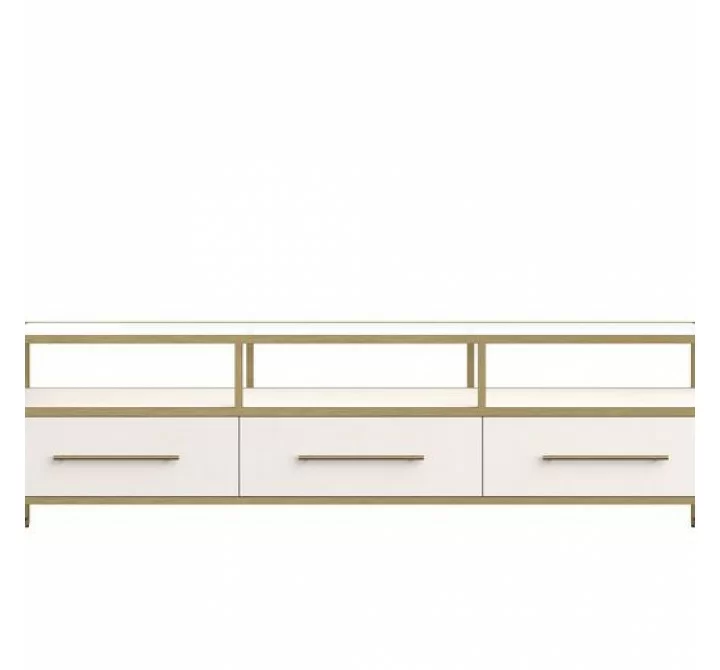 Sunpan Venice Media Console and Cabinet - Oyster Shagreen - Front Angle