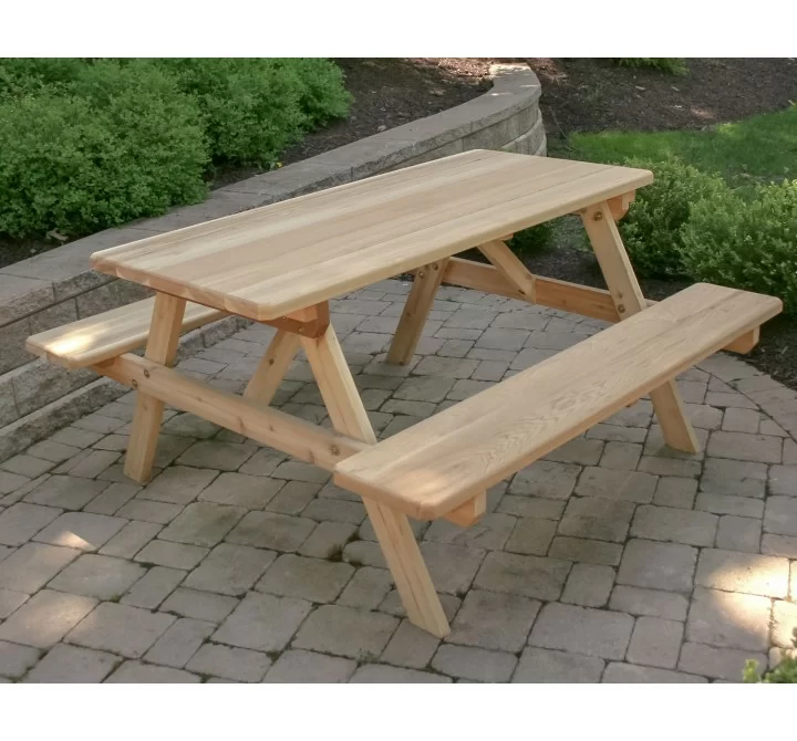 Cedar Park Style Picnic Table with Attached Benches