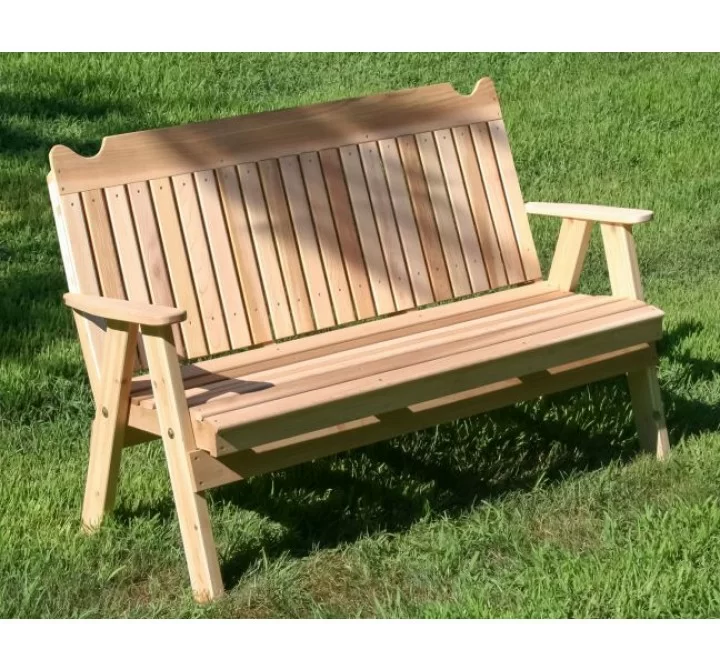 4' Red Cedar Straight Back English Garden Bench