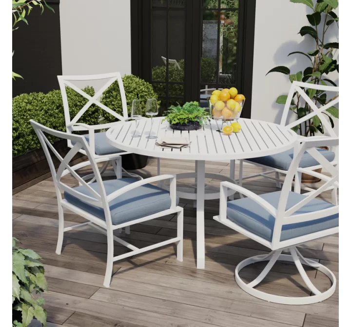 Bristol Dining Chair in Canvas Skyline w/ Self Welt - Lifestyle