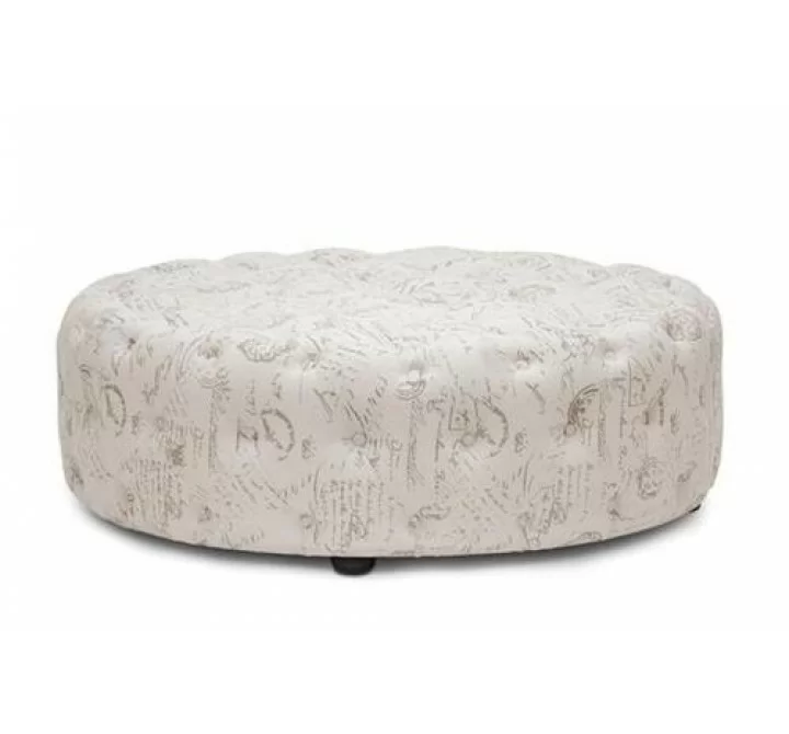 Baxton Studio Cardiff Script Print Modern Tufted Ottoman