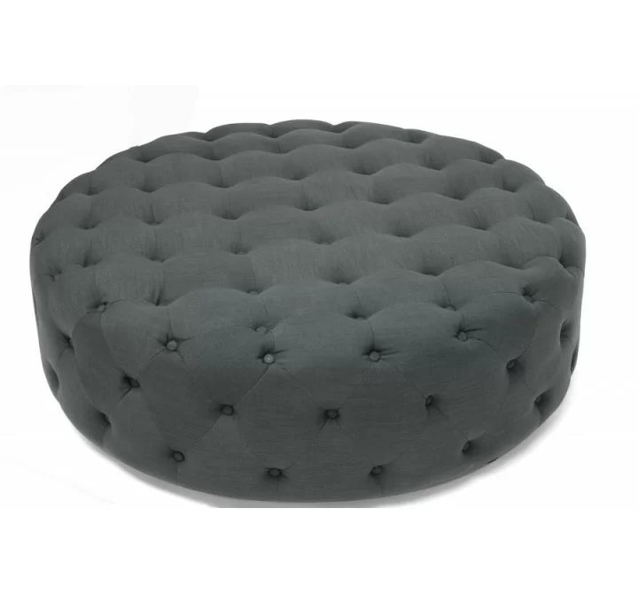 Baxton Studio Cardiff Dark Gray Linen Modern Tufted Ottoman - Top Angled