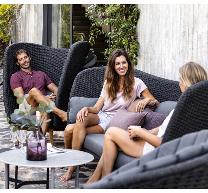 Cane-Line Peacock Wing 3-Seater Sofa W/Teak Legs, Incl. Grey