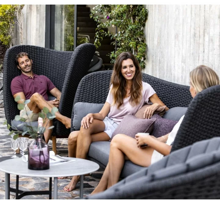 Cane-Line Peacock Wing 3-Seater Sofa W/Teak Legs, Incl. Grey