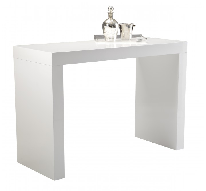 Sunpan Faro Bar Table - High Gloss White - With Decor