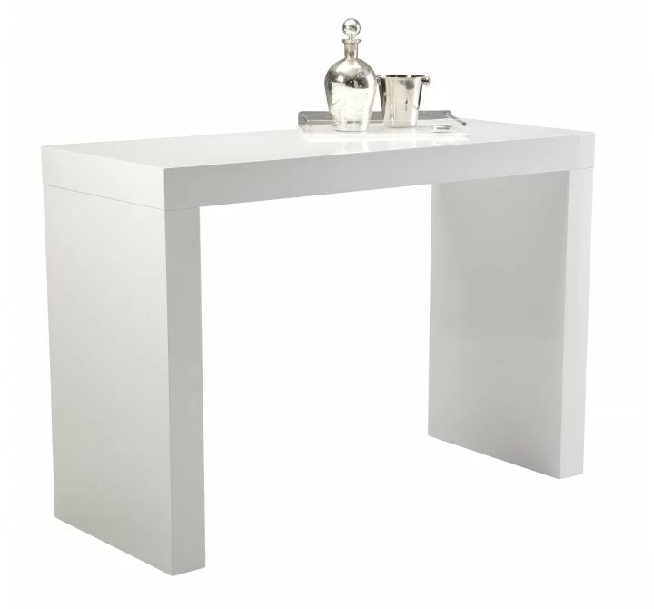 Sunpan Faro Bar Table - High Gloss White - With Decor