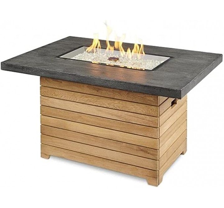 Outdoor Greatroom Company Darian Everblend Rectangular Gas Fire Pit Table - Lit