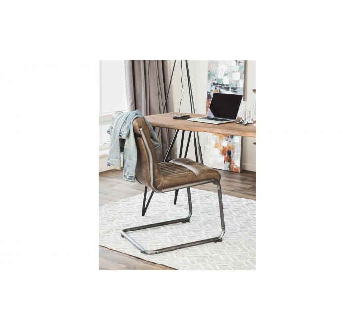 Ansel Dining Chair Grazed Brown Leather - Set Of Two-1