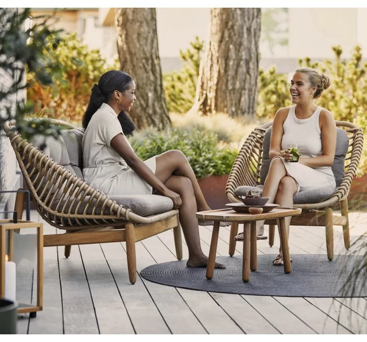 Cane-Line Strington 2-Seater Sofa W/Teak Frame, Incl. Cane-Line AirTouch Cushions, Cane-Line Weave