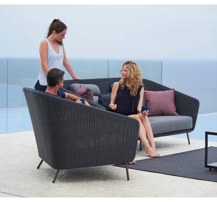 Cane-Line Mega Lounge Chair, Incl. Grey Cane-Line AirTouch Cushions