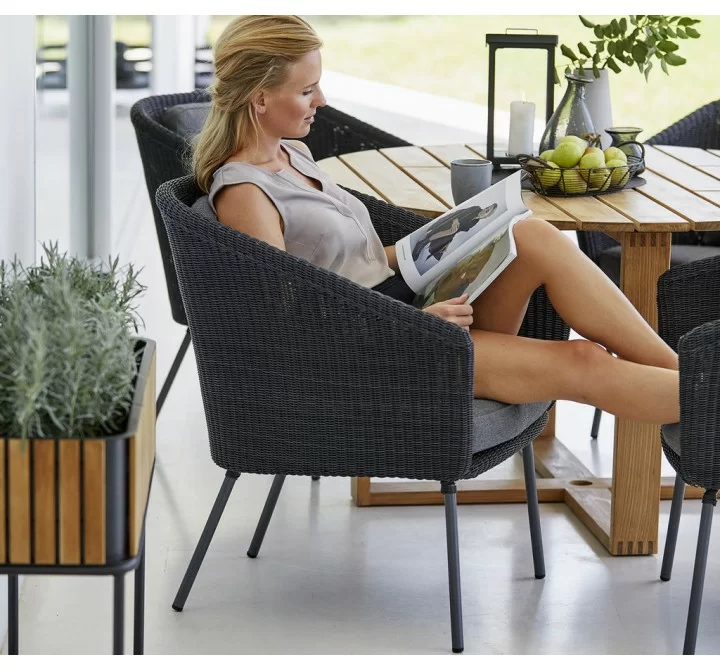 Cane-Line Mega Dining Chair, Incl. Grey Cane-Line AirTouch Cushions