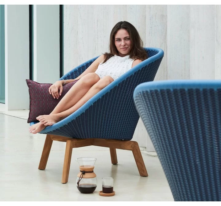 Cane-Line Peacock Lounge Chair W/Teak Legs, Cane-Line Weave
