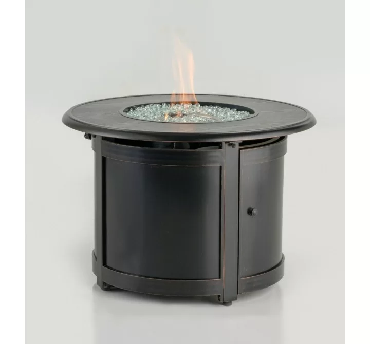 Alfresco Home Alfresco Home Cheyenne 40" Square Gas Fire Pit Chat Table with Glacier Ice Firebeads - Angled