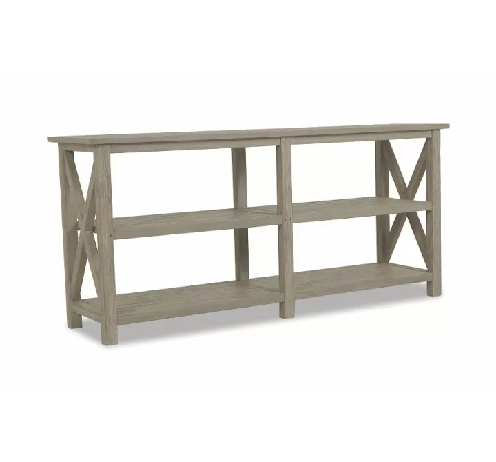 X Console Table in Coastal Teak - Front Side Angle