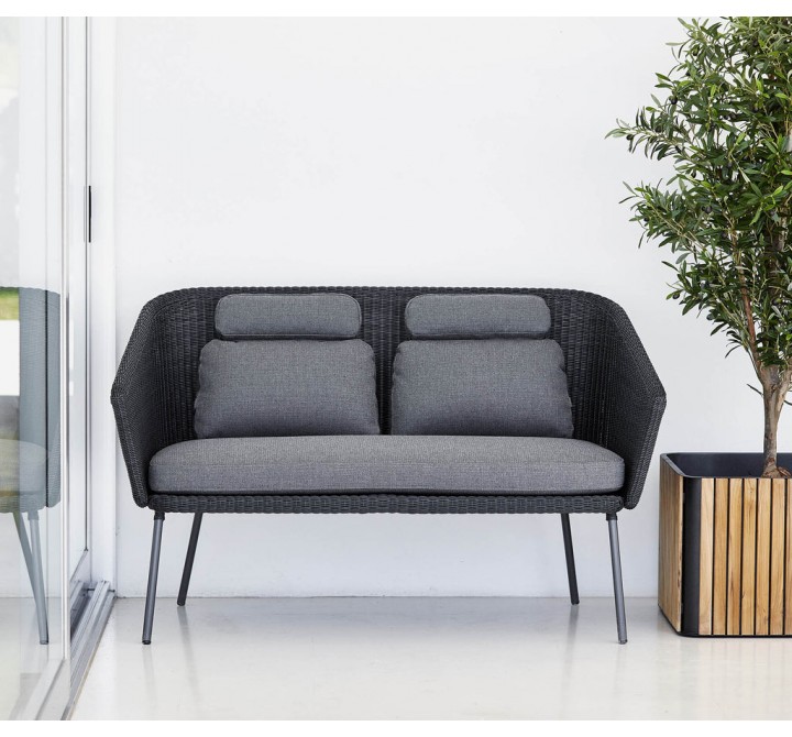 Cane-Line Mega Dining Bench, Incl. Grey Cane-Line AirTouch Cushions