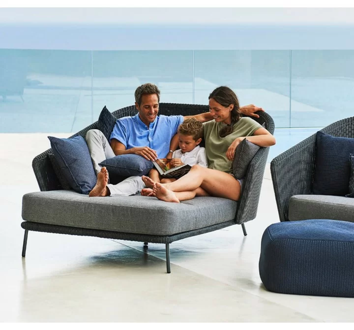 Cane-Line Mega Daybed, Right, Incl. Grey Cane-Line AirTouch Cushions