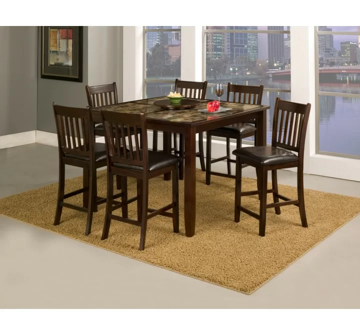  Alpine Furniture Capitola Faux Marble Large Pub Table in Espresso