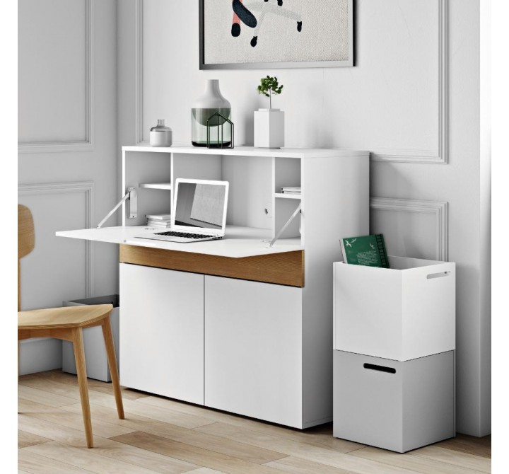 TemaHome Focus Workstation in Pure White & Oak - Lifestyle 
