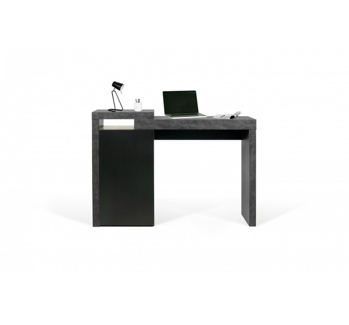 TemaHome Detroit Console Desk in Concrete & Pure Black - Front with Content