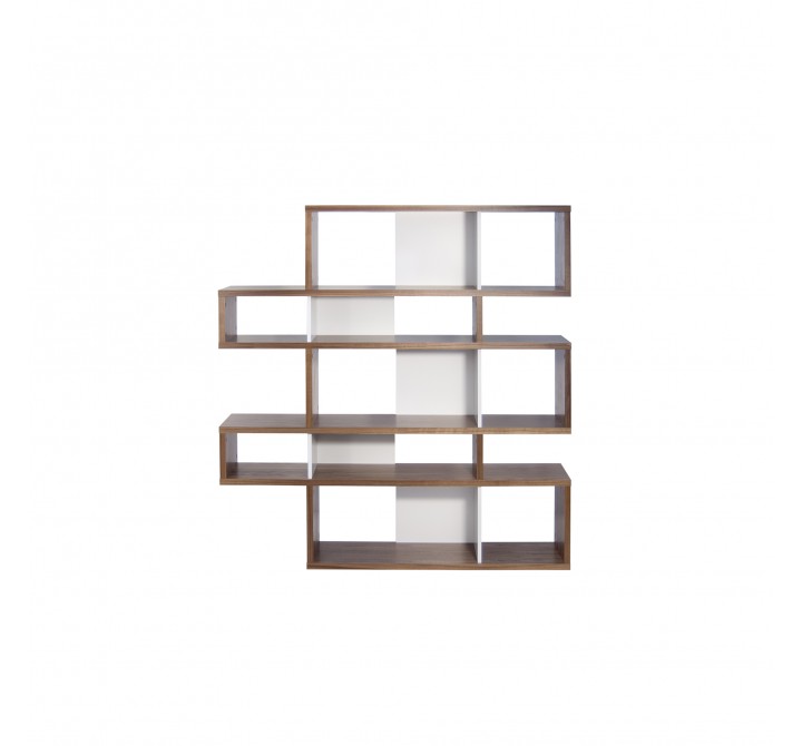 TemaHome London Bookshelf 2010-002 in Walnut Frame and Pure White Backs - Front