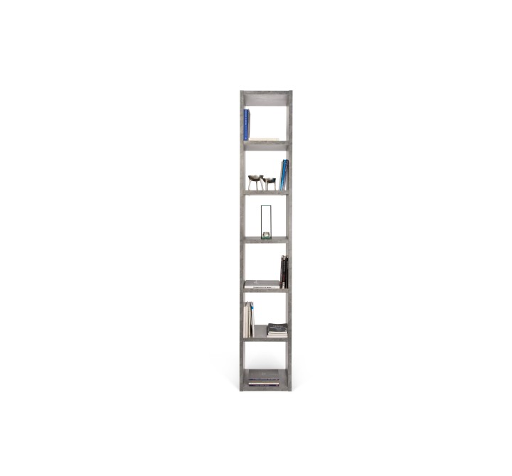 TemaHome Pombal Bookshelf 16" Starter Kit in Concrete Look - Front with Contents