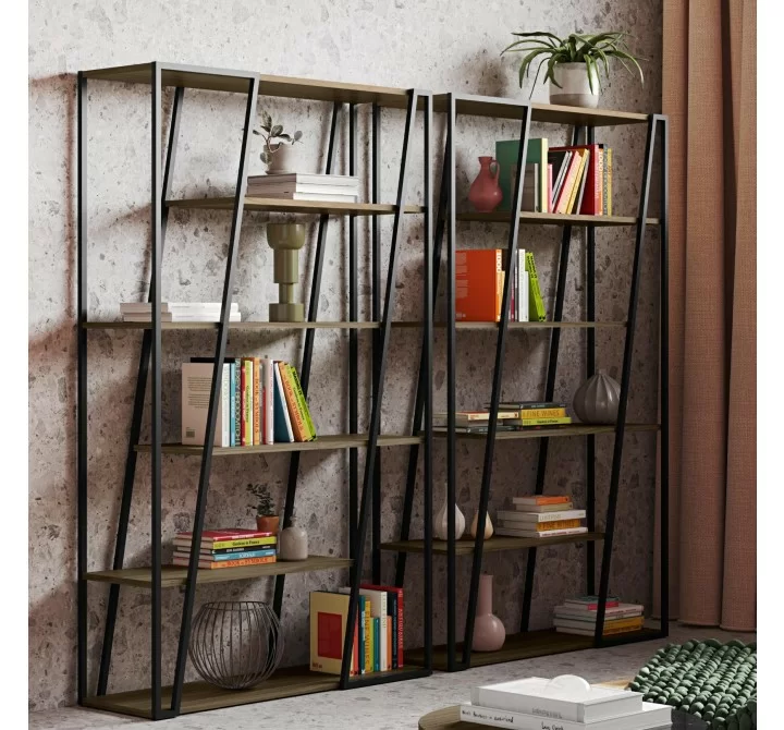 TemaHome Albi Bookshelf in Walnut & Black - Lifestyle 2