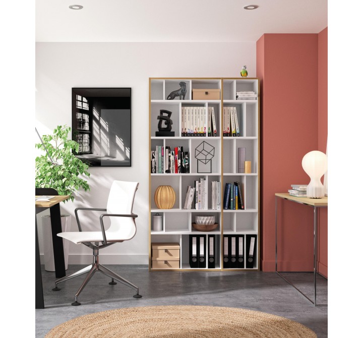 TemaHome Group Shelving Unit 108 in Pure White with Plywood Edge - Lifestyle