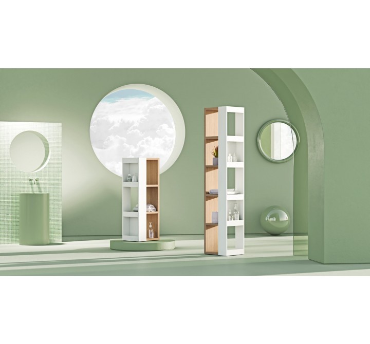 TemaHome Ella Bookcase 40 High in Melamine Light Oak & Pure White - Lifestyle 2
