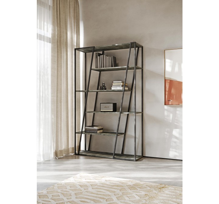 TemaHome Albi Bookshelf in Concrete Look & Black - Lifestyle