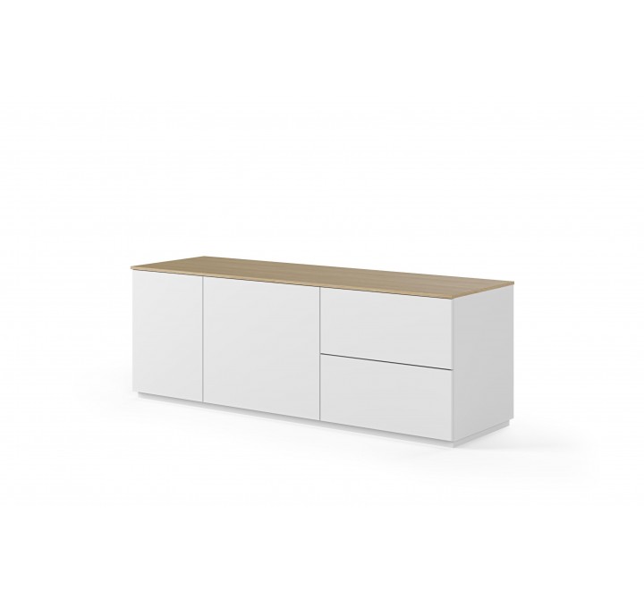 TemaHome Join 160L2 Wood Top With Sub-Base in Oak & Pure White - Angled
