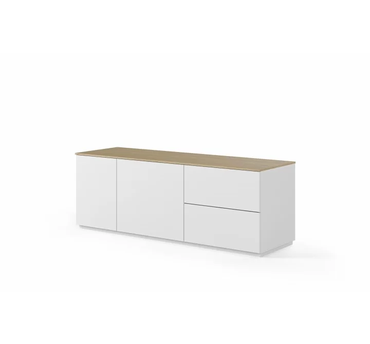 TemaHome Join 160L2 Wood Top With Sub-Base in Oak & Pure White - Angled