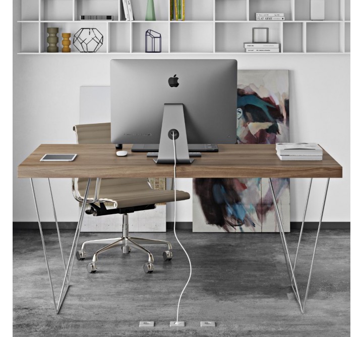 TemaHome Multi 63'' Table Top With Trestles in Walnut & Chrome - Lifestyle 2