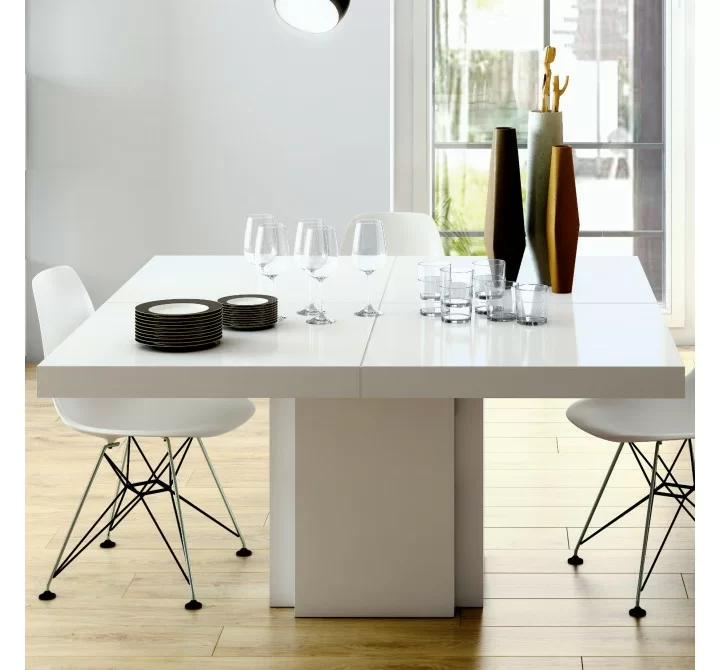 TemaHome Dusk 51" Dining Table in High Gloss White - Lifestyle 