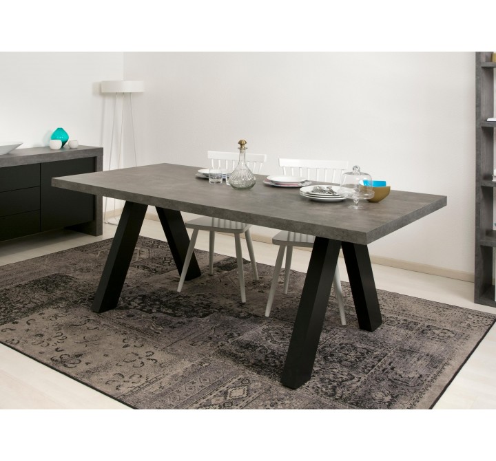 TemaHome Apex Dining Table in Concrete Look & Black - Lifestyle 2