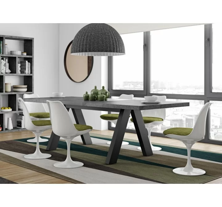 TemaHome Apex Extending Dining Table in Concrete Look & Black - Lifestyle 3