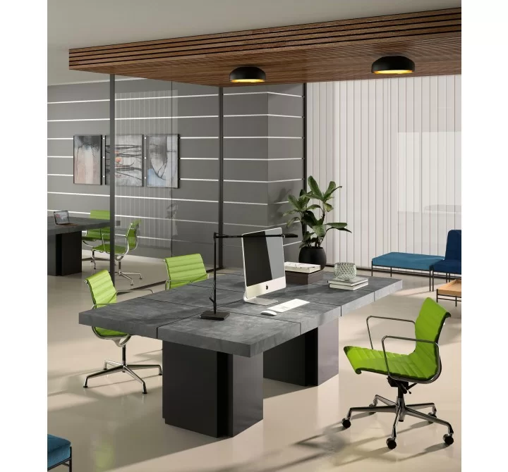 TemaHome Dusk Conference Table in Concrete Look & Pure Black - Lifestyle