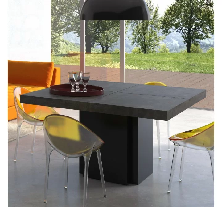 TemaHome Dusk 59" Dining Table in Concrete Look & Pure Black - Lifestyle