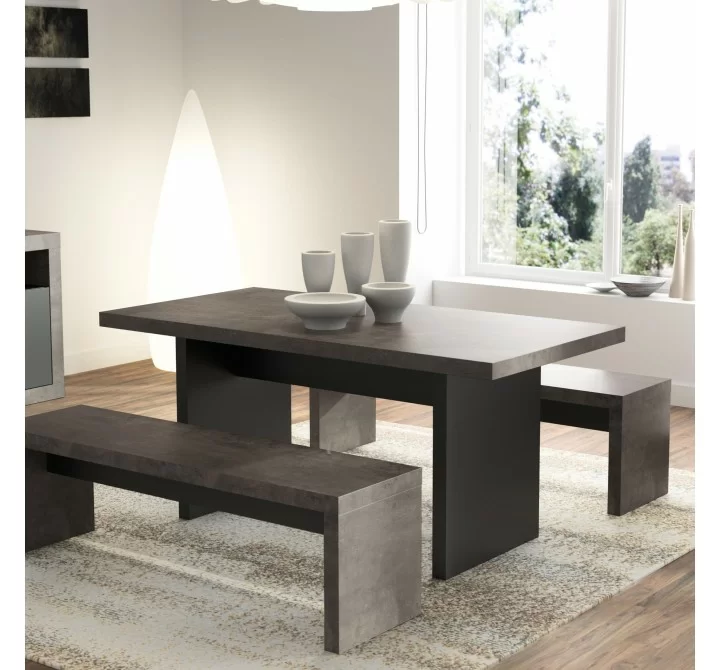TemaHome Detroit Dining Table in Concrete & Pure Black - Lifestyle