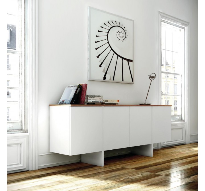 TemaHome Edge Sideboard in Pure White & Walnut - Lifestyle