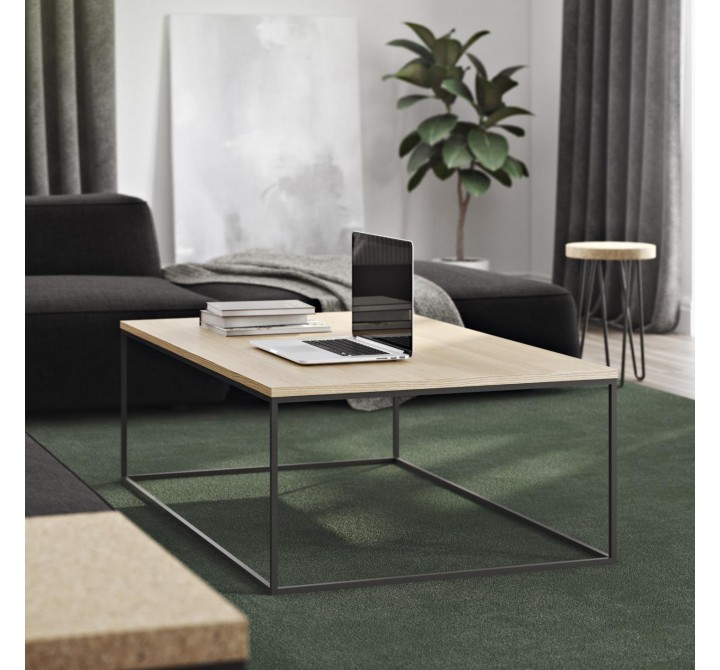 TemaHome Gleam 47x30 Wood Top Coffee Table in Oak & Black - Lifestyle