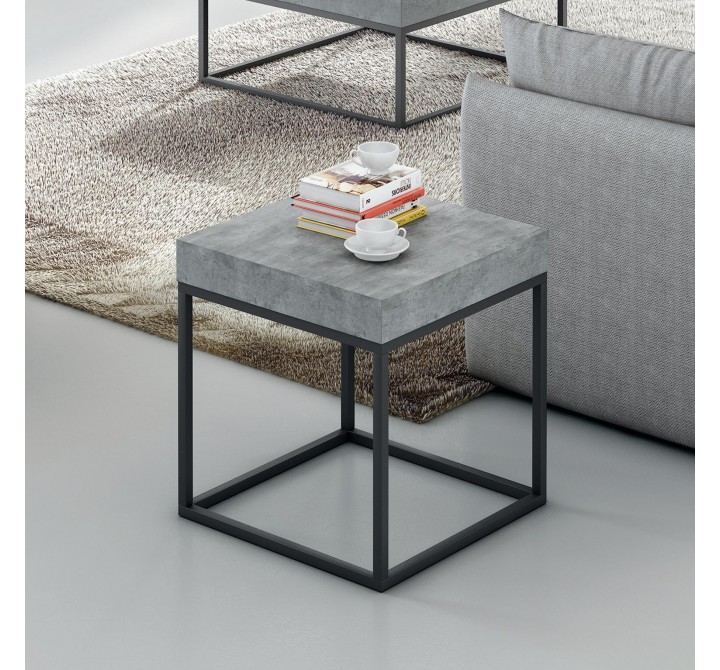 TemaHome Petra End Table in Concrete Look & Black - Lifestyle
