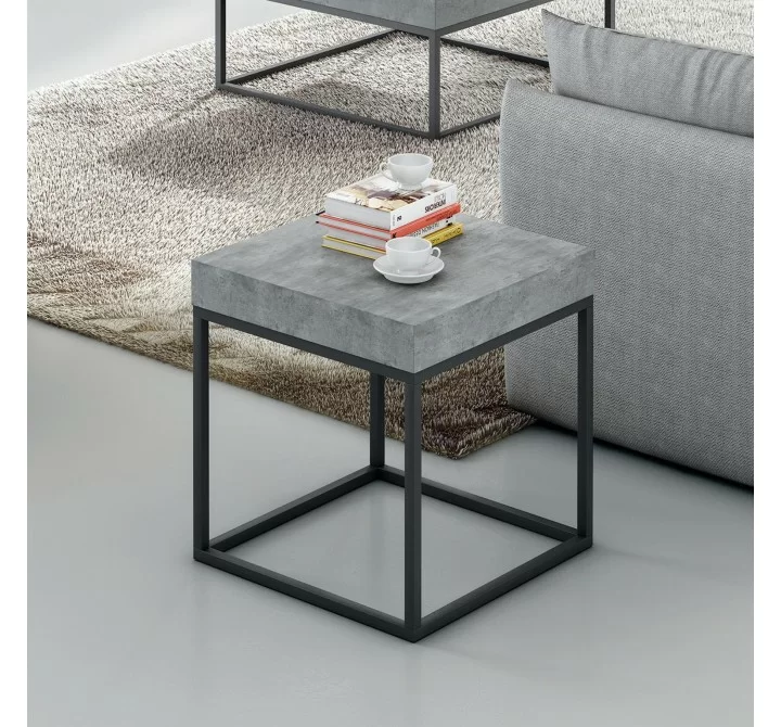 TemaHome Petra End Table in Concrete Look & Black - Lifestyle