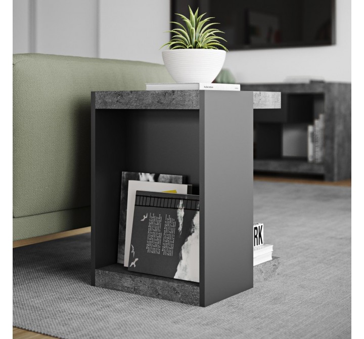 TemaHome Klaus Side Table in Concrete Look & Pure Black - Lifestyle 2