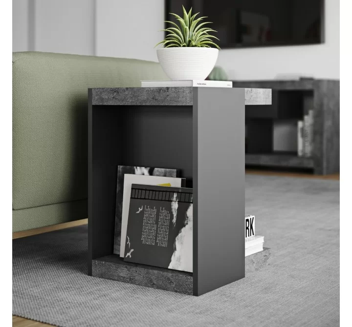 TemaHome Klaus Side Table in Concrete Look & Pure Black - Lifestyle 2