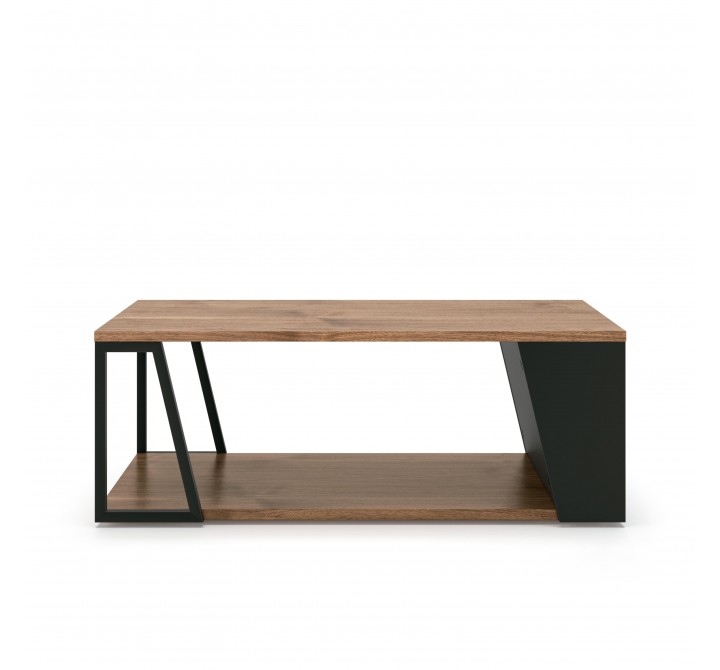 TemaHome Albi Coffee Table in Walnut & Black - Front