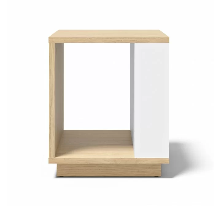 TemaHome Ella Side Table 40 in Melamine Light Oak & Pure White - Front