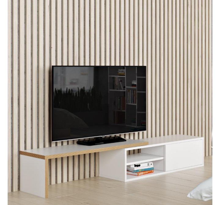 TemaHome Move Tv Table in Pure White with Plywood Edge - Lifestyle