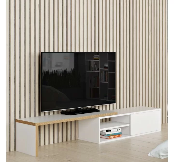 TemaHome Move Tv Table in Pure White with Plywood Edge - Lifestyle
