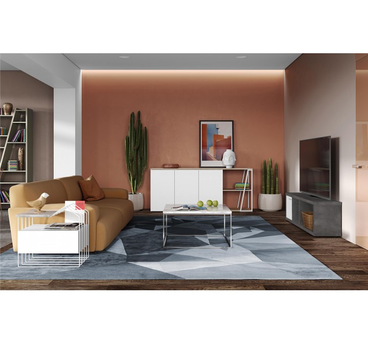 TemaHome Berlin TV Stand in Concrete Look - Lifestyle
